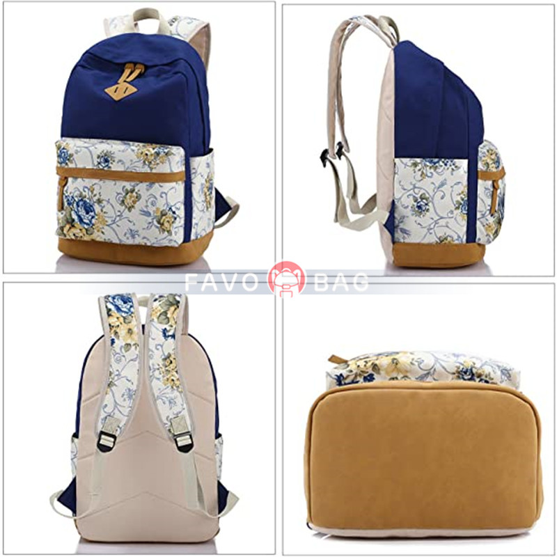 Lightweight Canvas Girls Bookbags for School Teen Girls Backpacks With Lunch Bag