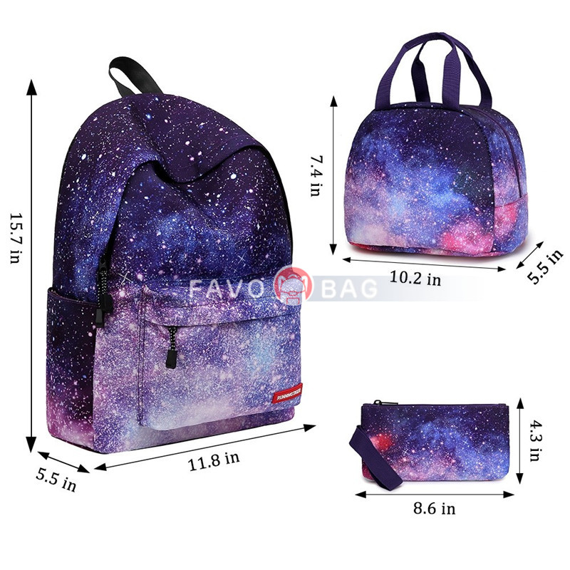 Galaxy School Backpack Set Lunch Bag & Pencil Case Top Level