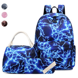 Girl's Galaxy Prints School Bookbag with Lunch Bag Pencil Case Backpack Set for Middle School
