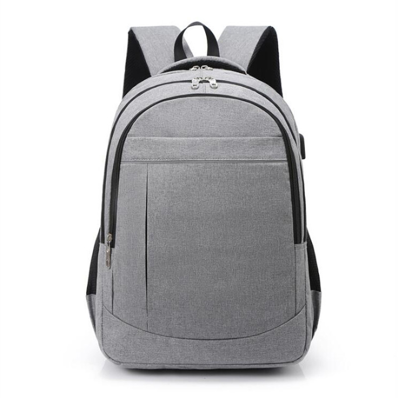 Grey Travel Laptop Backpack College School Bag Casual Daypack With Usb Charging Port
