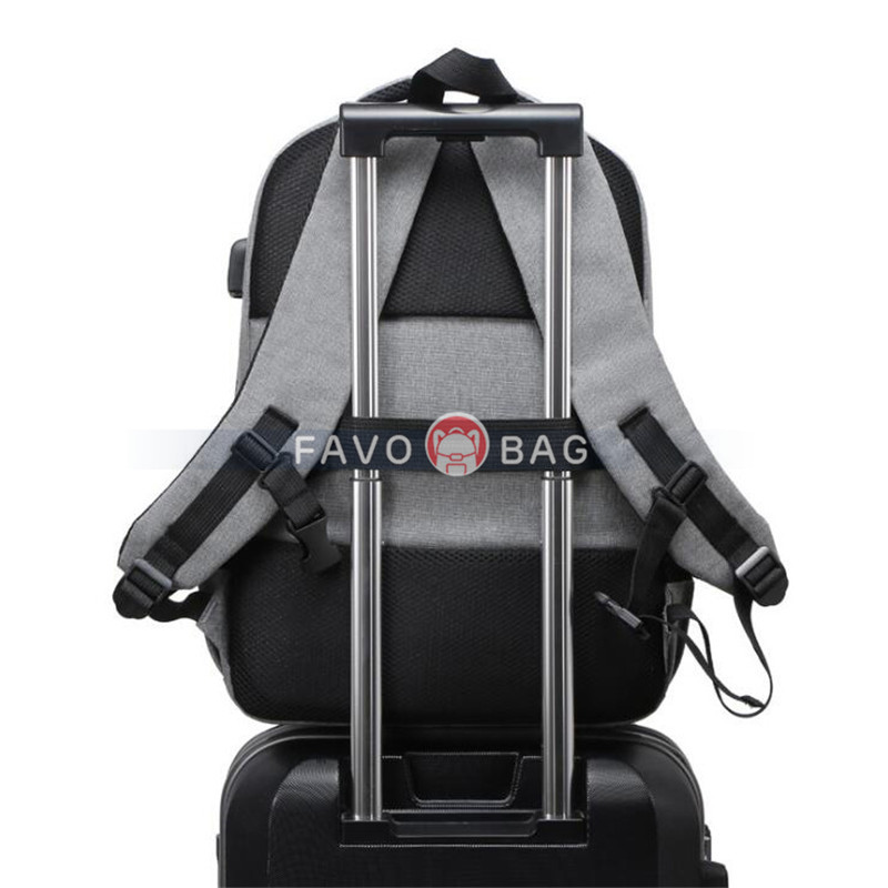 Grey Travel Laptop Backpack College School Bag Casual Daypack With Usb Charging Port