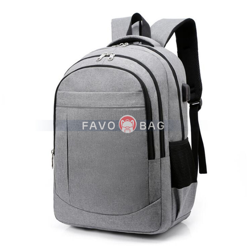 Grey Travel Laptop Backpack College School Bag Casual Daypack With Usb Charging Port