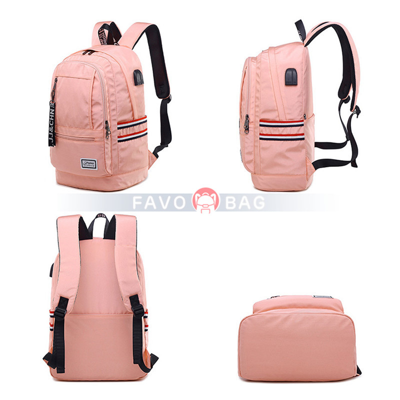 Grey Usb Diaper Bag Backpack With Stroller Straps Baby Changing Pad