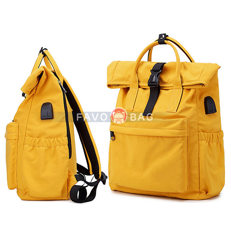 Yellow Travel Laptop Backpack For Women Huge Capacity Computer Notebook Bag