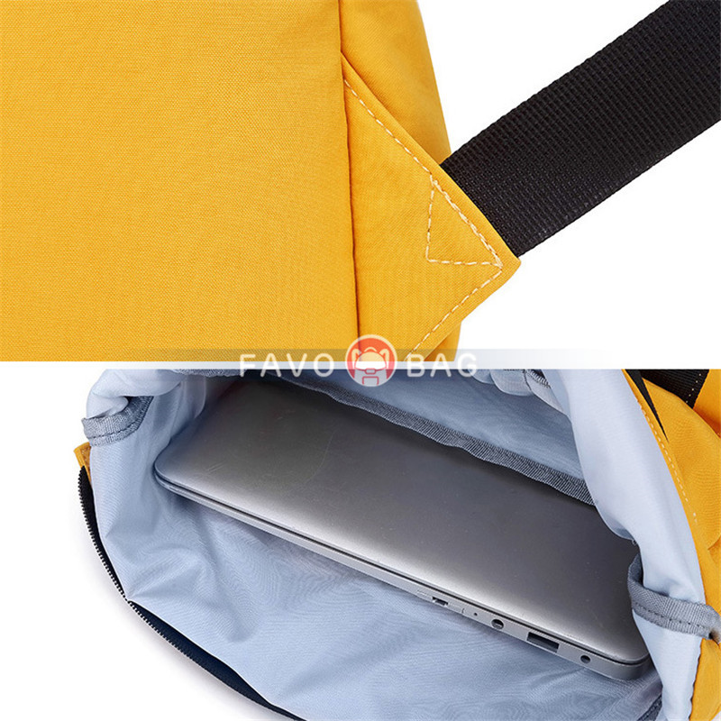 Yellow Travel Laptop Backpack For Women Huge Capacity Computer Notebook Bag