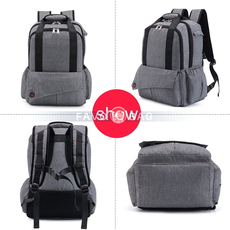 Grey Big Diaper Bag Durable Oxford Nappy Backpack Handbag with Changing Pad