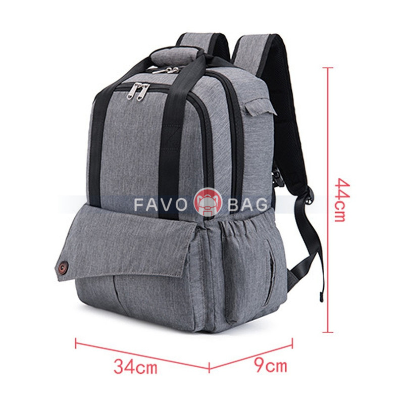 Grey Big Diaper Bag Durable Oxford Nappy Backpack Handbag with Changing Pad