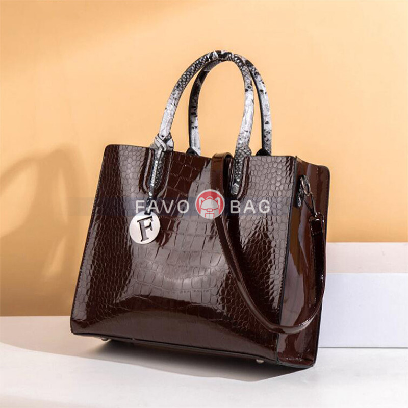 Genuine Leather Handbags for Women Snake Skin Pattern Top-handle Bag Tote Bag Wallet