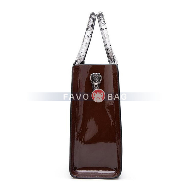 Genuine Leather Handbags for Women Snake Skin Pattern Top-handle Bag Tote Bag Wallet