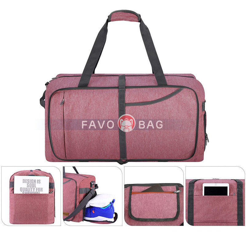 Foldable Weekender Bag with Shoes Compartment for Men Women Water-proof & Tear Resistant